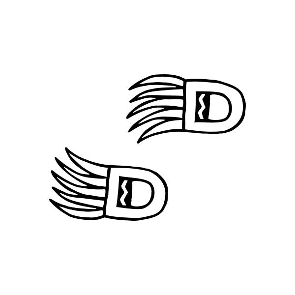 Tribal bear claw decal with two stylized claws and bold D in square