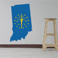 Indiana state flag sticker, Indiana-shaped blue with gold torch emblem