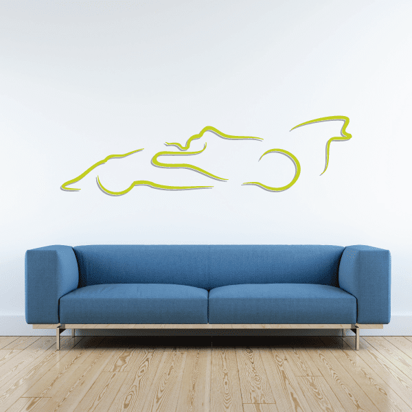 Neon green Indy car line drawing sticker