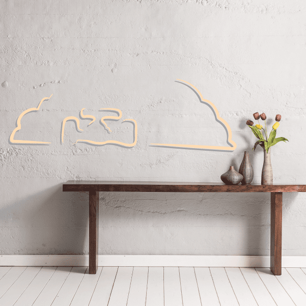 Indy car sticker with smoke line drawing, light outline on wall