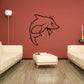 Dolphin wall decal with smiling cartoon outline, black line art
