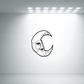 Crescent moon insect decal in black line art