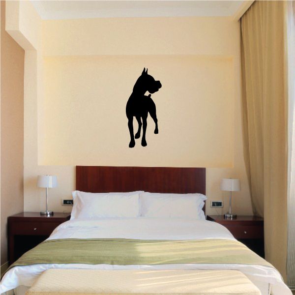 Black boxer dog silhouette wall decal
