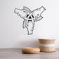 Boar warthog interlocking decal, white and black cartoon line art