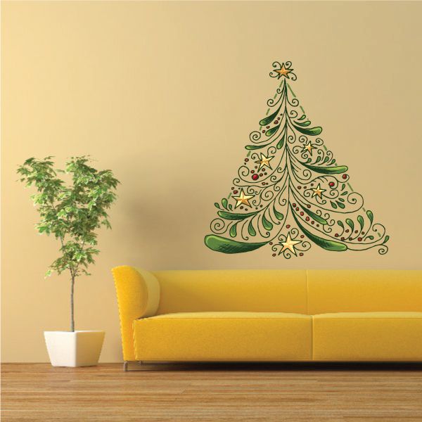 Image of Intricate Christamas Tree Printed Decal