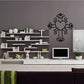 Heart and cross wall decal with intricate line art, centered on a dark surface