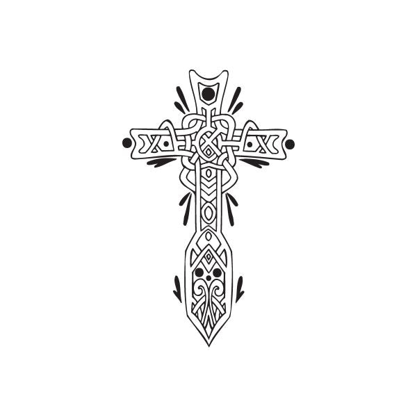 Image of Intricate Cross with Shines Decal