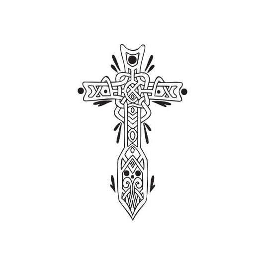 Image of Intricate Cross with Shines Decal