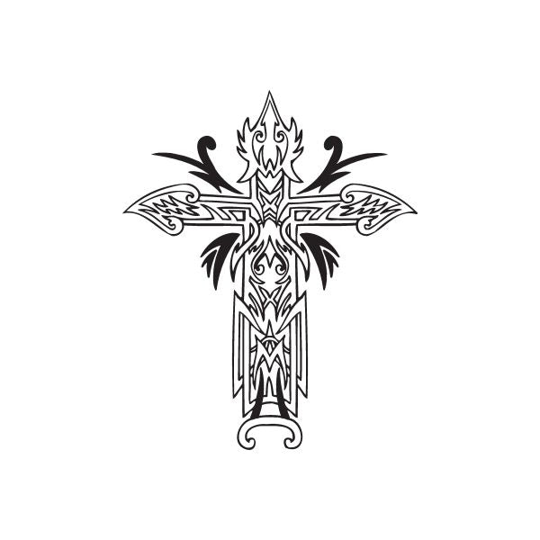 Image of Intricate Cross with Tribal Branches Decal