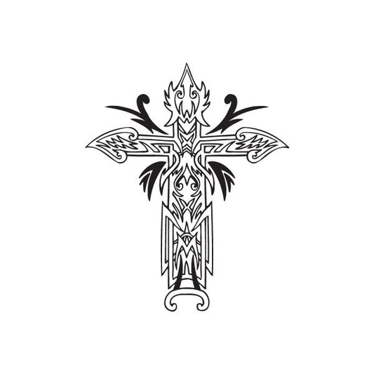 Image of Intricate Cross with Tribal Branches Decal