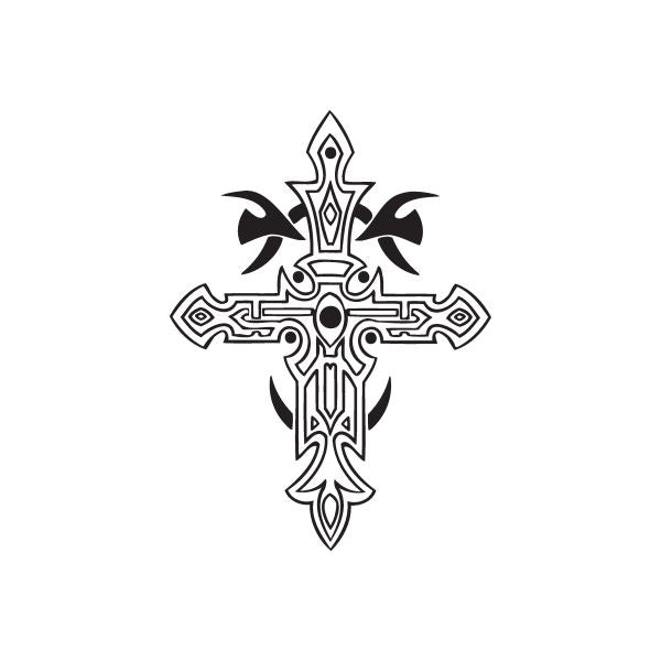 Image of Intricate Cross with Tribal Designs Decal