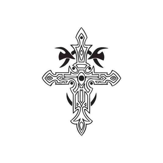 Image of Intricate Cross with Tribal Designs Decal