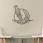Hummingbird and moon wall decal with intricate line-art design