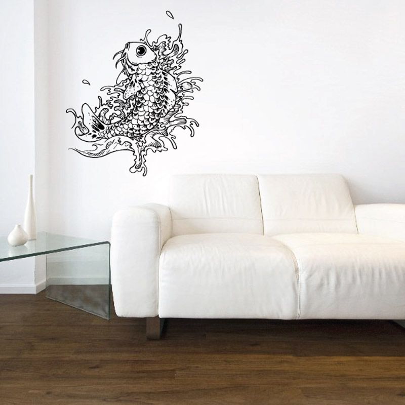 Image of Intricate Splashing Up Koi Fish Decal