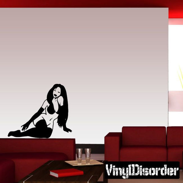 VinylDecor vinyl wall decal of reclining lingerie woman silhouette