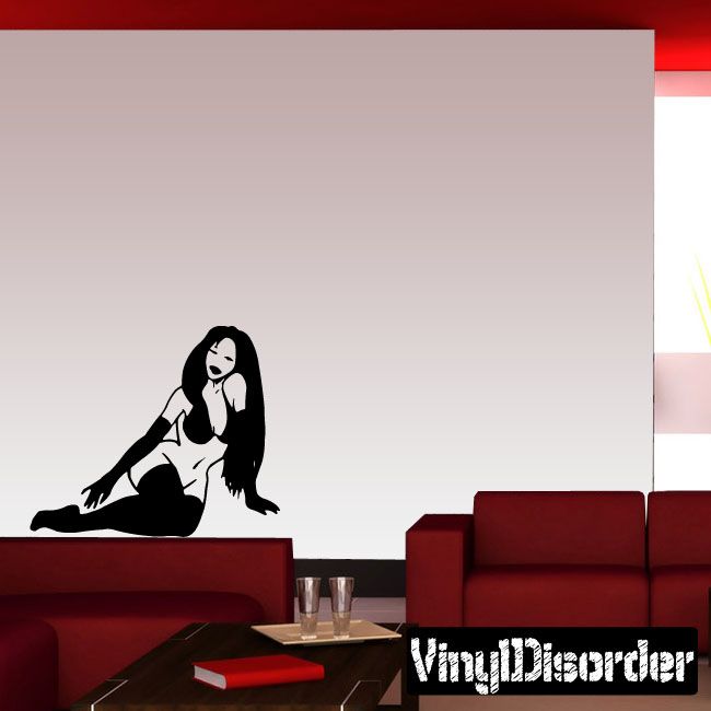VinylDecor vinyl wall decal of reclining lingerie woman silhouette