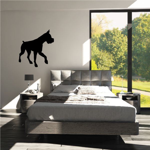 Boxer dog silhouette wall decal, black