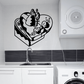 Wedding invitation box decal with black heart design showing bride and groom silhouettes.