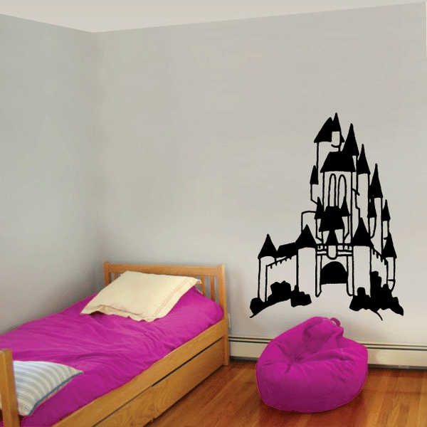 Black castle silhouette wall decal