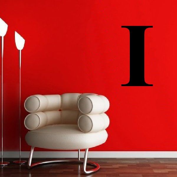 Greek letter Iota wall decal, black serif capital I on red surface