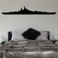 Iowa-class battleship silhouette wall decal, black long hull with turret and guns