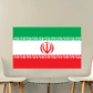 Iran flag sticker, rectangular with green-white-red stripes and red emblem