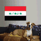 Iraq flag sticker with red, white, black stripes and three green stars