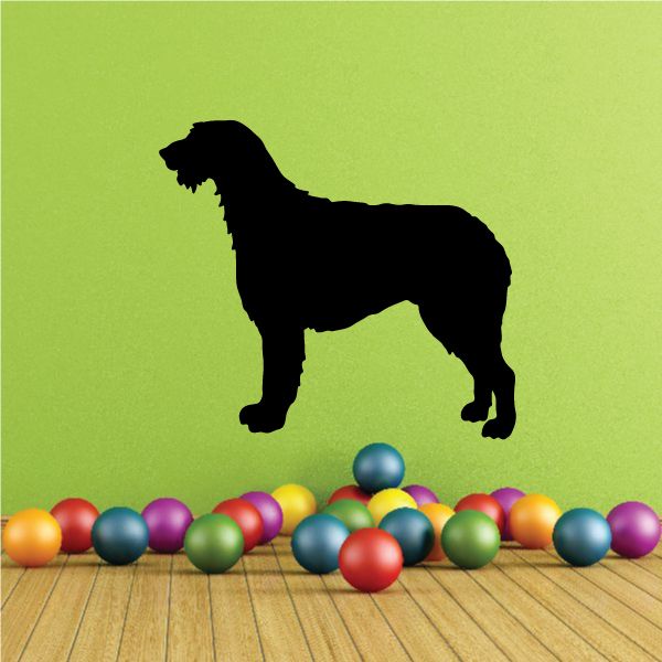 Irish wolfhound decal with black standing dog silhouette