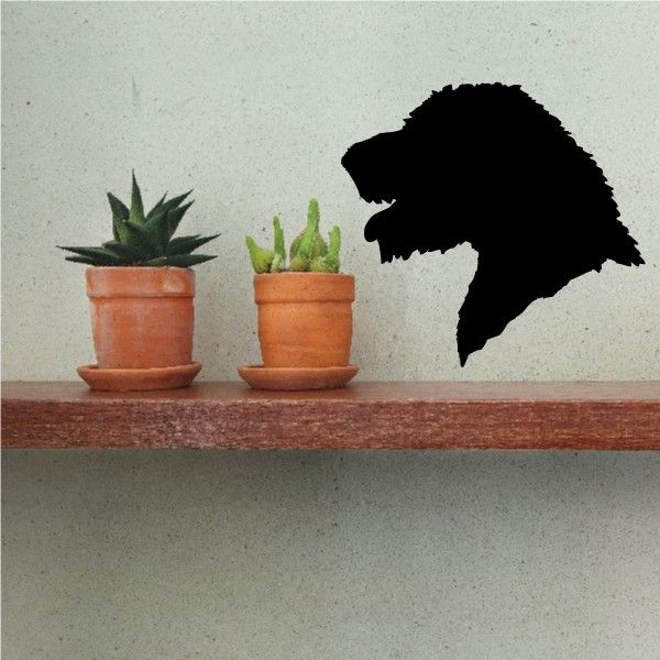 Irish Wolfhound head decal, black dog silhouette in side profile