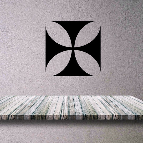 Iron cross wall decal: black vinyl symbol in a square