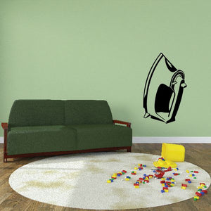 Iron decal with black flat iron graphic and white outline