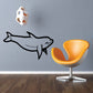 Irrawaddy dolphin wall decal with black outline of a swimming dolphin