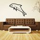 Swimming dolphin wall decal with black outline, side view