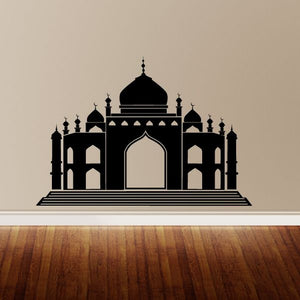 Black mosque silhouette decal with central dome, arched entrance, and minarets