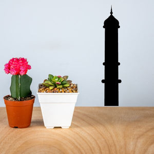 Mosque pointed tower decal, black silhouette with dome and finial details