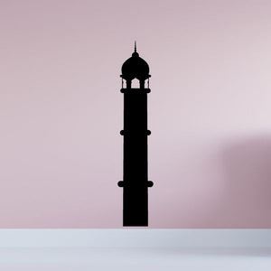 Mosque minaret top pillar decal, black silhouette wall sticker