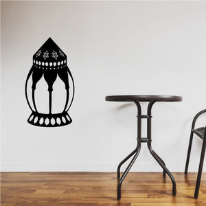 Islamic mosque window decal with black lantern silhouette and hanging ornament