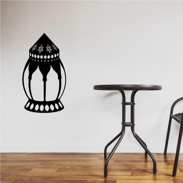 Islamic mosque window decal with black lantern silhouette and hanging ornament