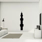Black mosque tower wall decal silhouette with pointed top and stacked sections