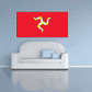 Isle of Man flag sticker, red rectangle with yellow triskelion-style legs emblem