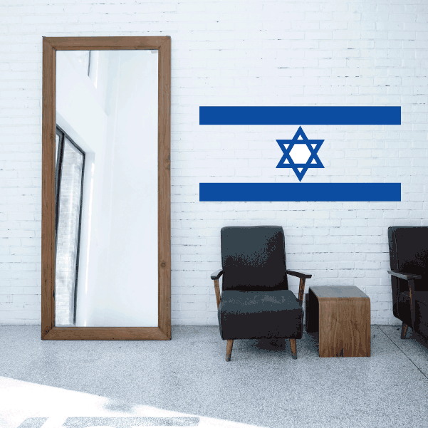 Israel flag sticker decal with blue stripes and Star of David