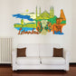 Istanbul city skyline wall sticker with colorful mosques and sunset sky