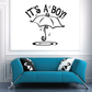 Baby boy wall decal with 'It's a Boy' text, black umbrella, raindrops and puddle