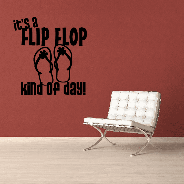Flip flop kind of day wall decal with black flip-flop icons and bold lettering