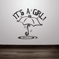 Wall decal featuring umbrella and “It’s a Girl!” text with raindrop accents