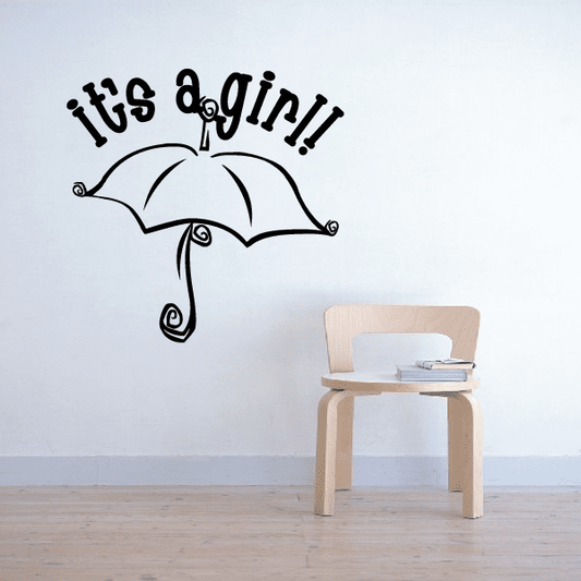 Image of It is a Girl Umbrella Wall Decal