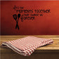 Kitchen wall quote vinyl decal with black lettering and fork, spoon, and utensils graphic