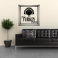 Thanksgiving turkey wall decal: square border, turkey icon, and 'It's TURKEY Time' text