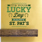 Green St. Patrick's Day typography decal with "It's Your Lucky Day" text