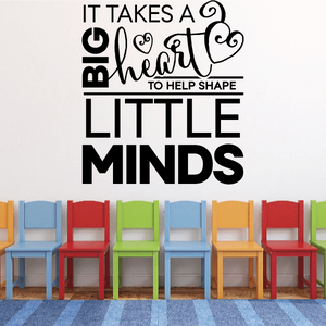Black vinyl wall decal with motivational quote, heart icon and decorative script